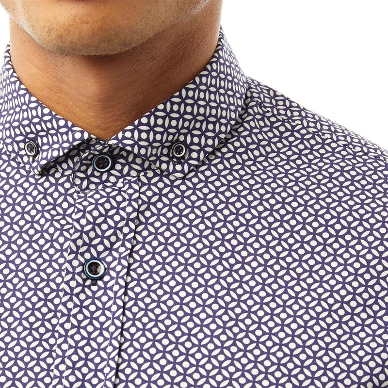 Bewley & Ritch Mens Nevez Short Sleeve Shirt White/Blue