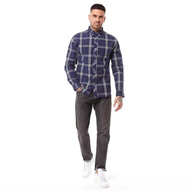 Bewley & Ritch Mens Buford Long Sleeve Shirt Navy Check