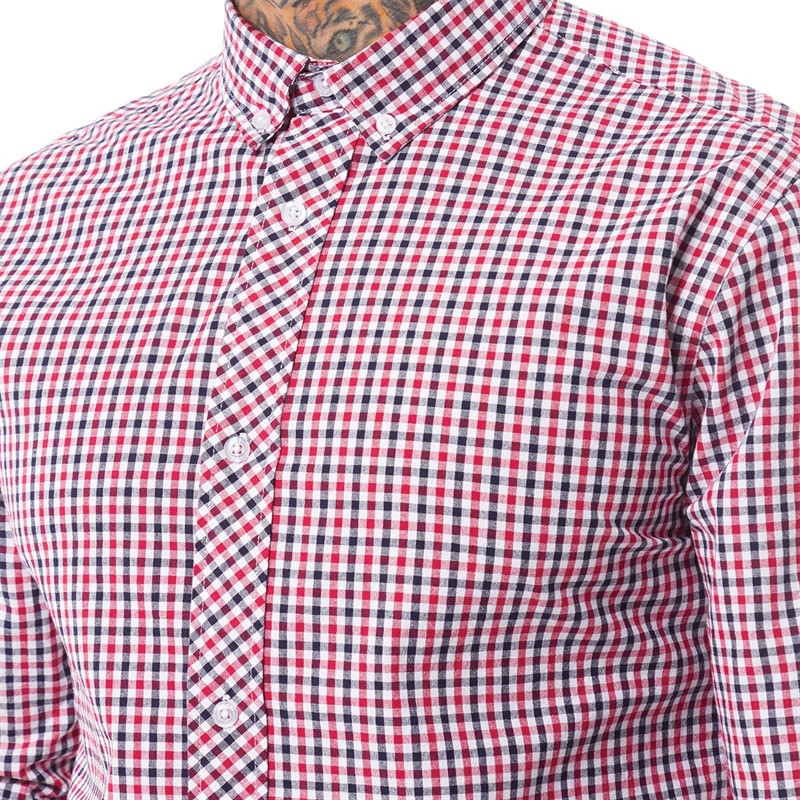 Bewley & Ritch Mens Macrae Long Sleeve Shirt Red Check