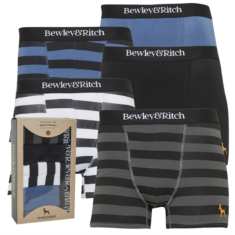 Bewley & Ritch Mens Kurhan Five Pack Boxer Shorts Assorted