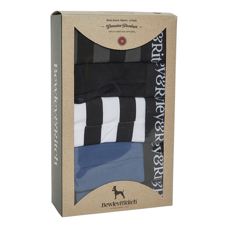Bewley & Ritch Mens Kurhan Five Pack Boxer Shorts Assorted