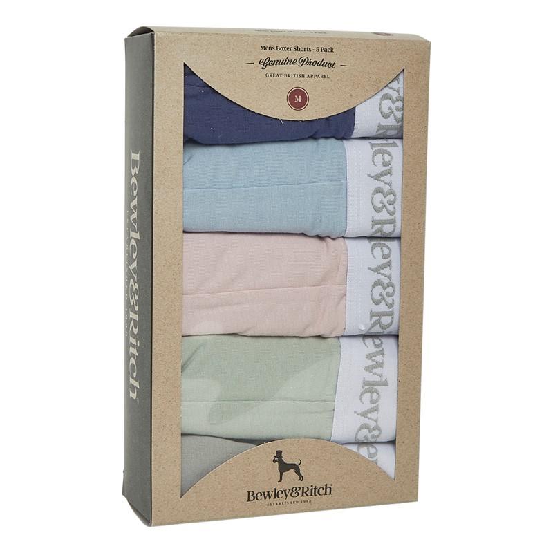 Bewley & Ritch Mens Albireo Five Pack Boxer Shorts Pastel Mix