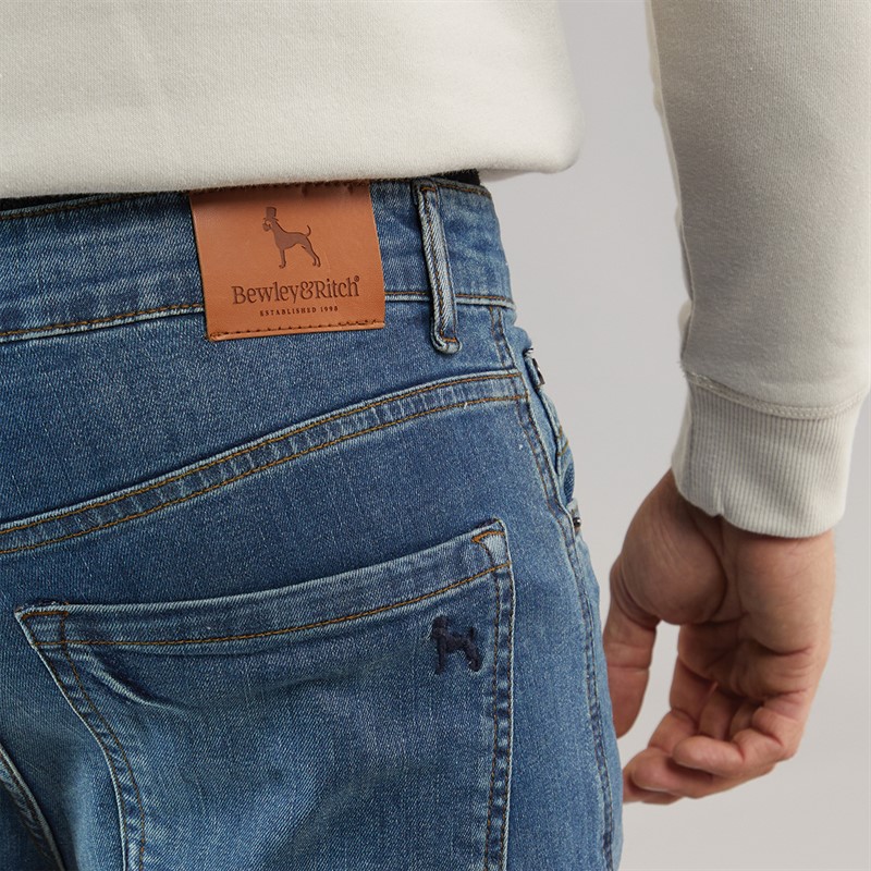 Bewley & Ritch Mens Abingdon Slim Fit Jeans Mid Wash