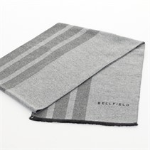 Bellfield Mens Bellfied Soft Touch Striped Scarf Black/Grey