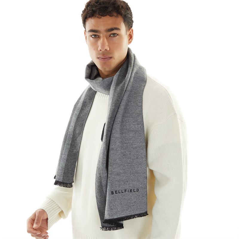 Bellfield Mens Bellfied Soft Touch Striped Scarf Black/Grey