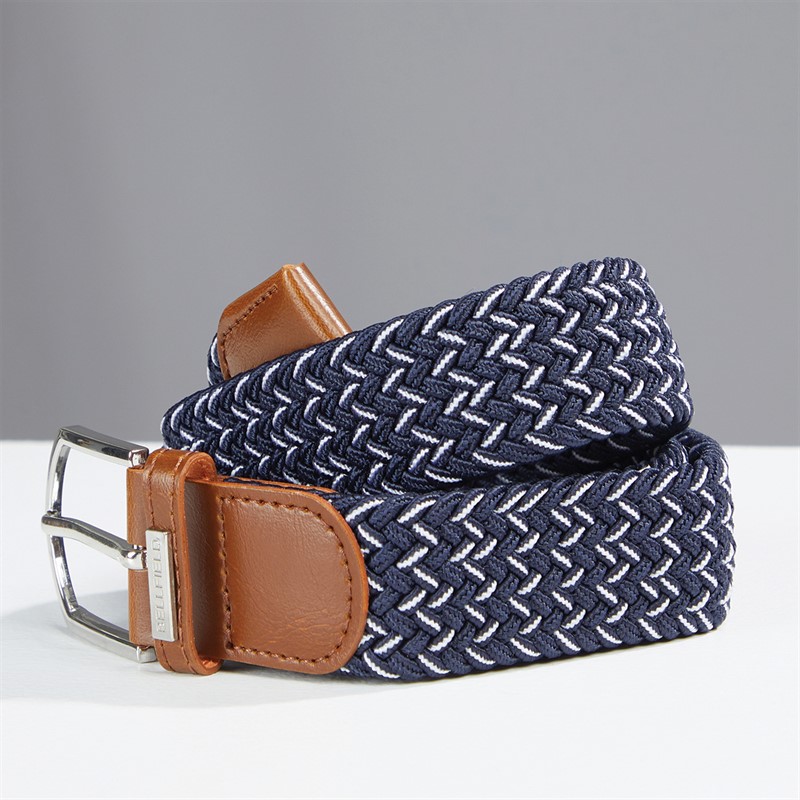 Bellfield Mens Woven Belt Navy - Size M