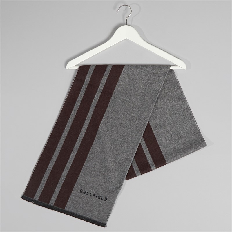 Bellfield Mens Soft Touch Scarf Charcoal/Burgundy