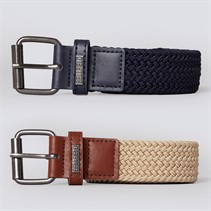 Bellfield Mens Two Pack Woven Belts Stone/Navy