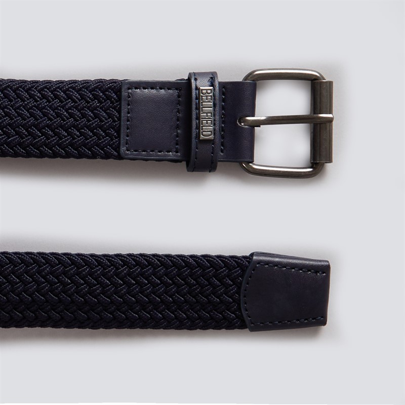 Bellfield Mens Two Pack Woven Belts Stone/Navy