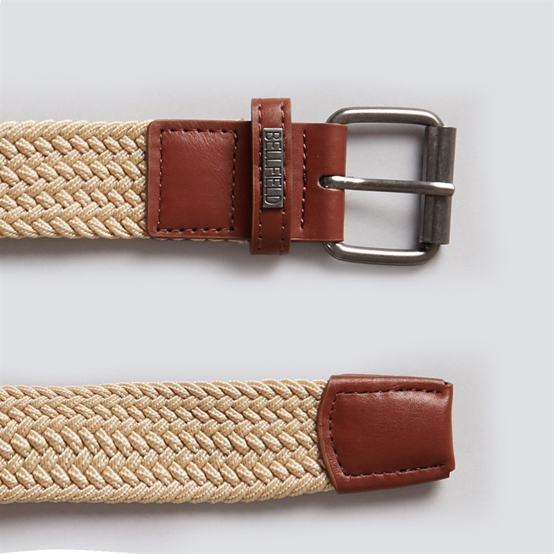 Bellfield Mens Two Pack Woven Belts Stone/Navy