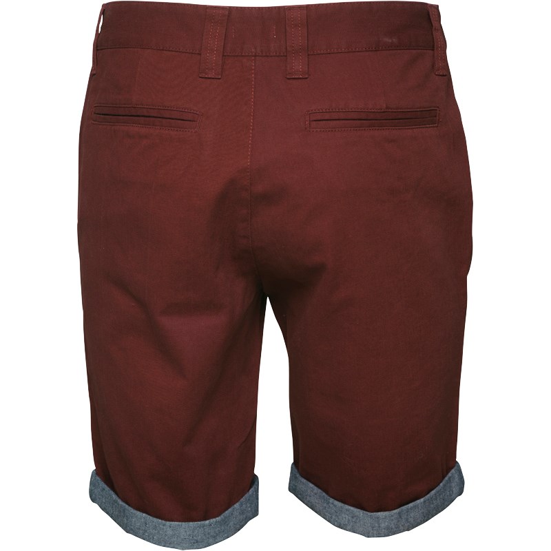 Buy Bellfield Mens Chambray Turn Up Chino Shorts Wine