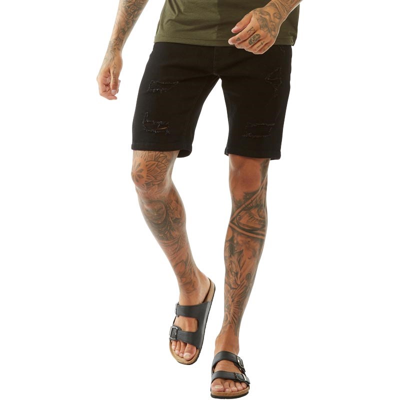 Buy Bellfield Mens Denim Shorts Black