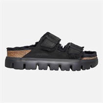 Birkenstock Womens Arizona Chunky Shearling Lined Dual Strap Sandals Black