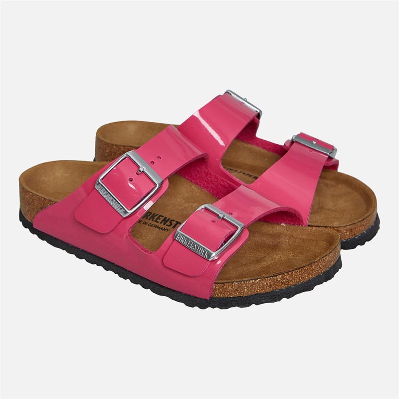 Birkenstock Girls Arizona Patent Dual Strap Sandals Fuchsia Tulip
