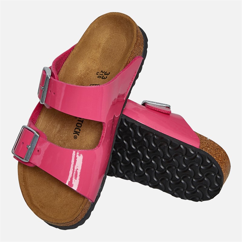 Birkenstock Girls Arizona Patent Dual Strap Sandals Fuchsia Tulip