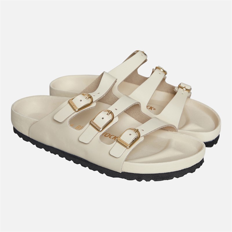 Birkenstock Womens Florida Triple Strap Sandals Ecru