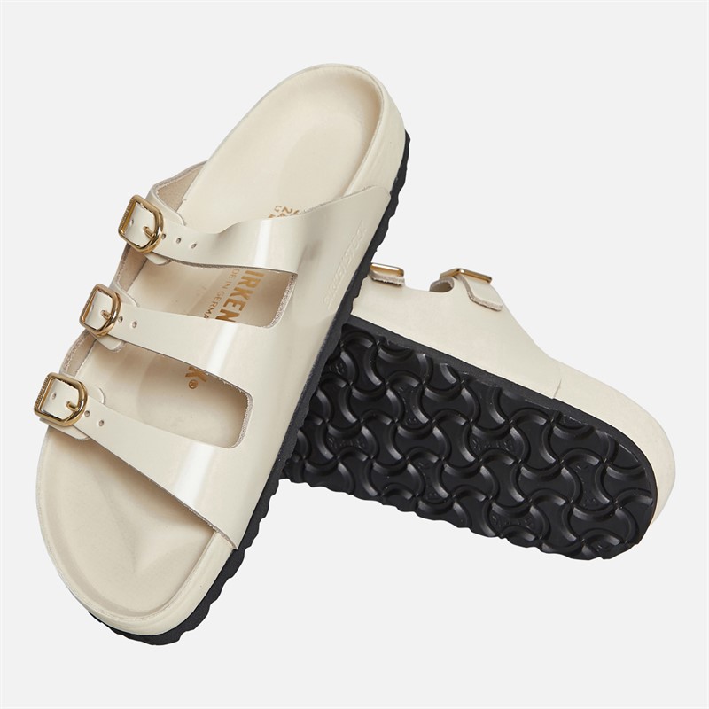 Birkenstock Womens Florida Triple Strap Sandals Ecru