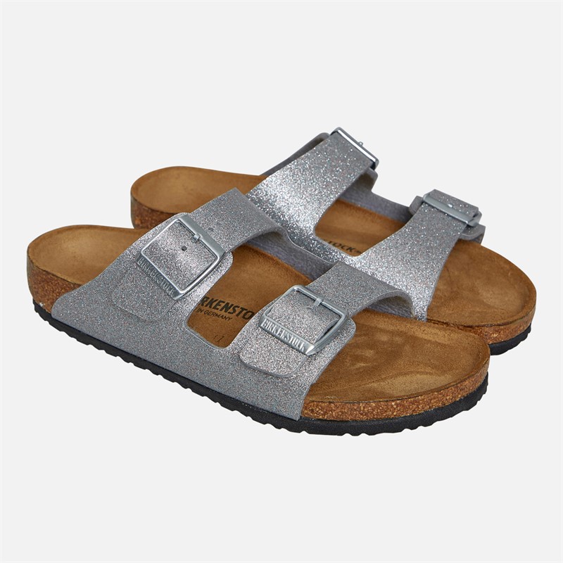 Birkenstock Girls Arizona Dual Strap Sandals Sparkling Silver