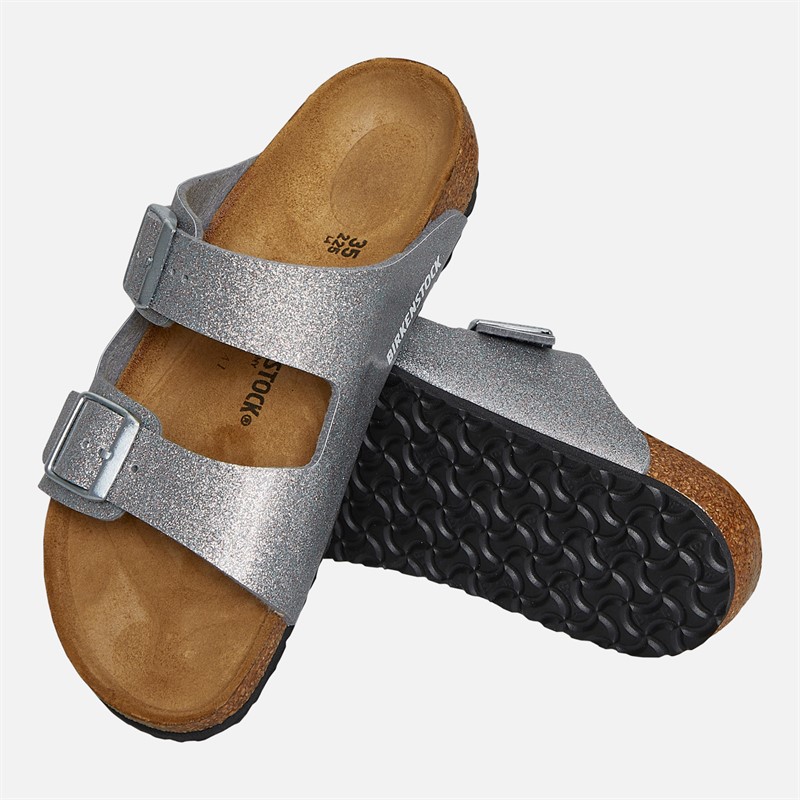 Birkenstock Girls Arizona Dual Strap Sandals Sparkling Silver