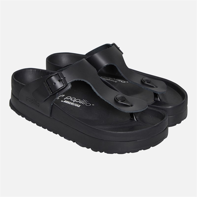 Birkenstock Womens Gizeh Flex Platform Flip Flops Black
