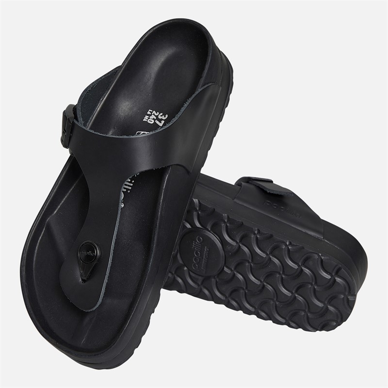 Birkenstock Womens Gizeh Flex Platform Flip Flops Black