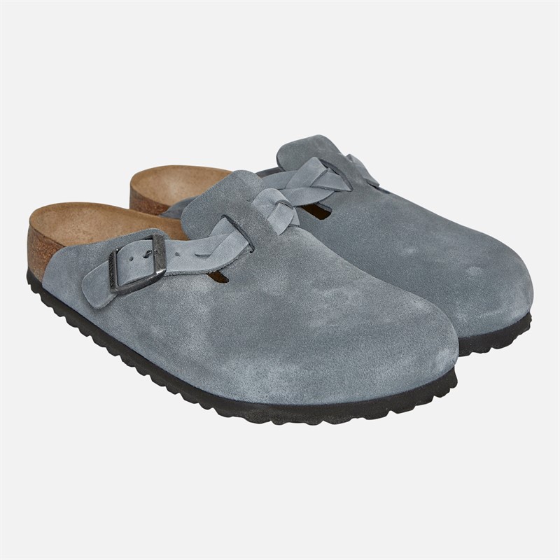 Birkenstock Womens Boston Braided Strap Clogs Basalt Gray