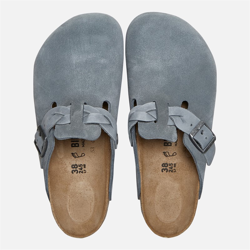 Birkenstock Womens Boston Braided Strap Clogs Basalt Gray