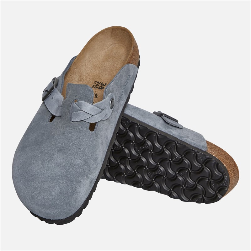 Birkenstock Womens Boston Braided Strap Clogs Basalt Gray