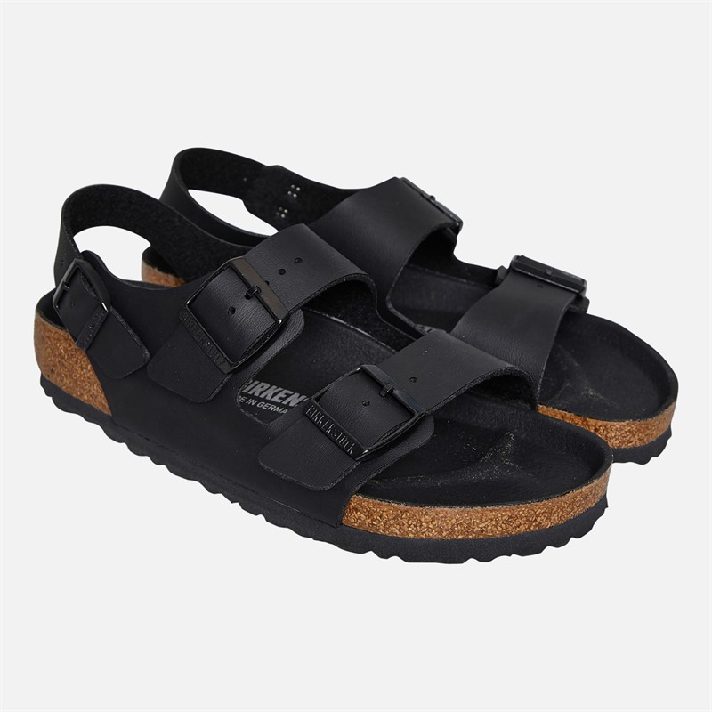 Birkenstock Womens Milano Ankle Strap Sandals Triple Black