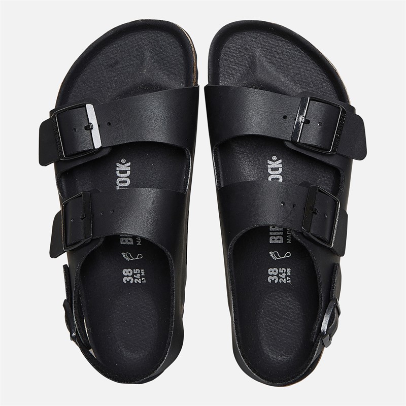 Birkenstock Womens Milano Ankle Strap Sandals Triple Black
