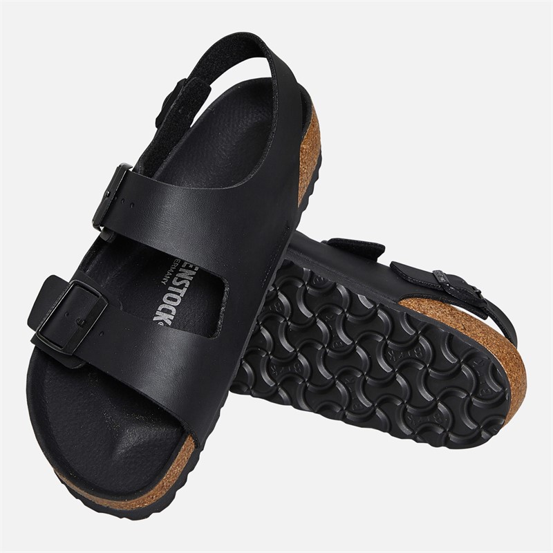 Birkenstock Womens Milano Ankle Strap Sandals Triple Black