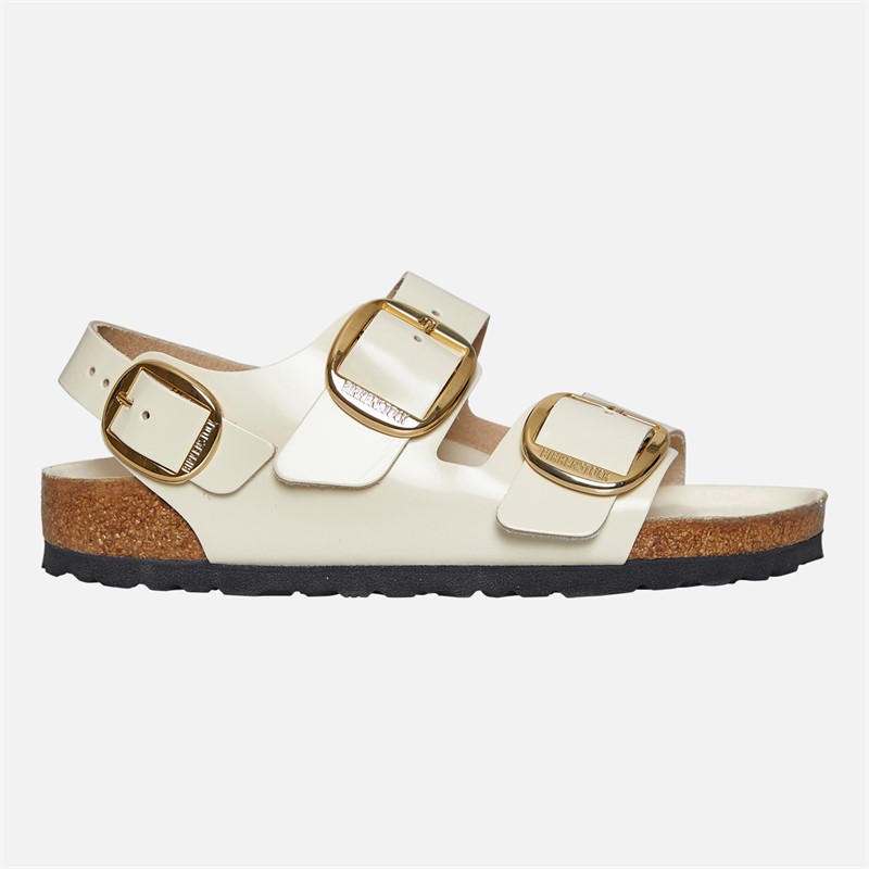 Birkenstock Womens Milano Ankle Strap Sandals High Shine Ecru