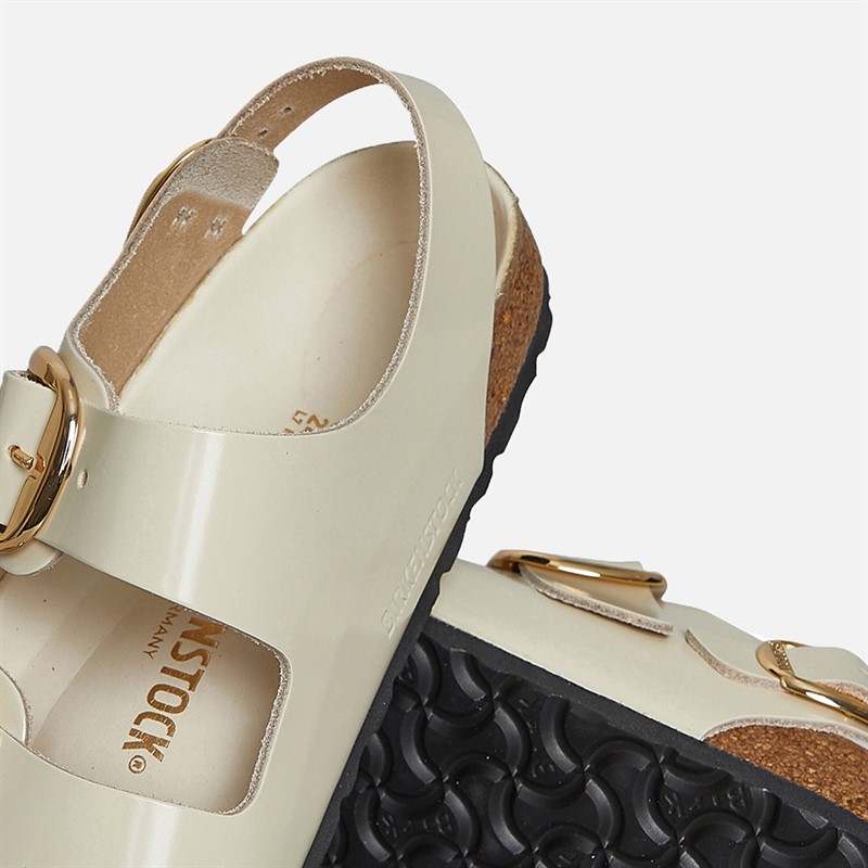 Birkenstock Womens Milano Ankle Strap Sandals High Shine Ecru