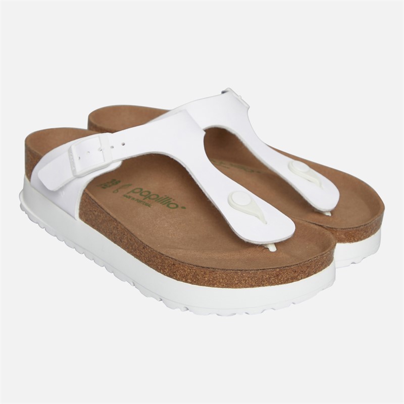 Birkenstock Womens Gizeh Flex Platform Flip Flops White