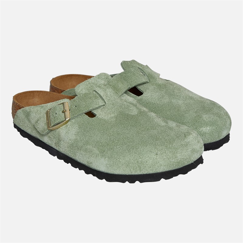 Birkenstock Womens Boston Clogs Green Tea