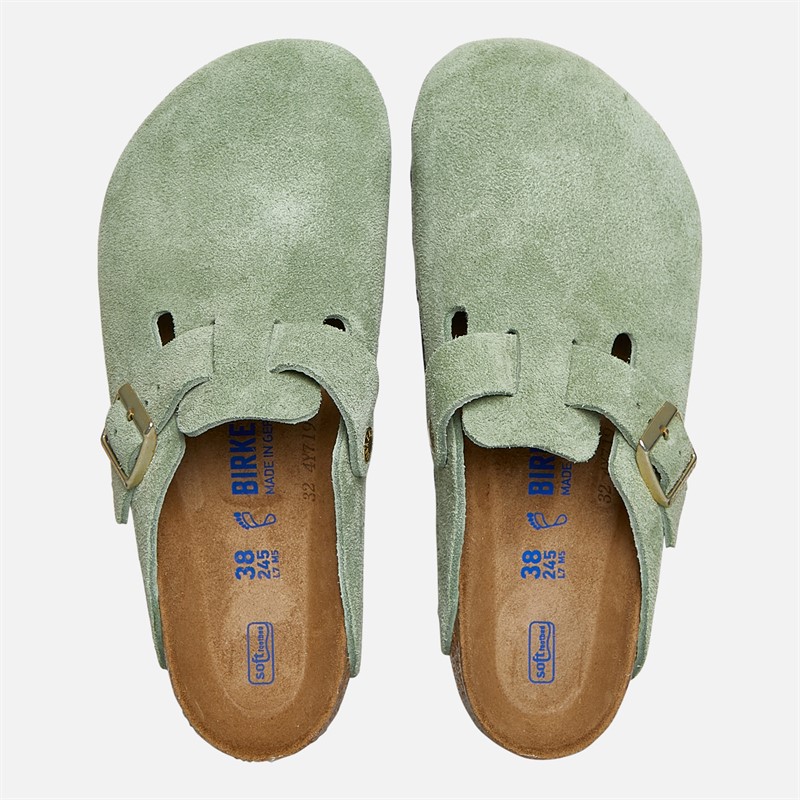Birkenstock Womens Boston Clogs Green Tea