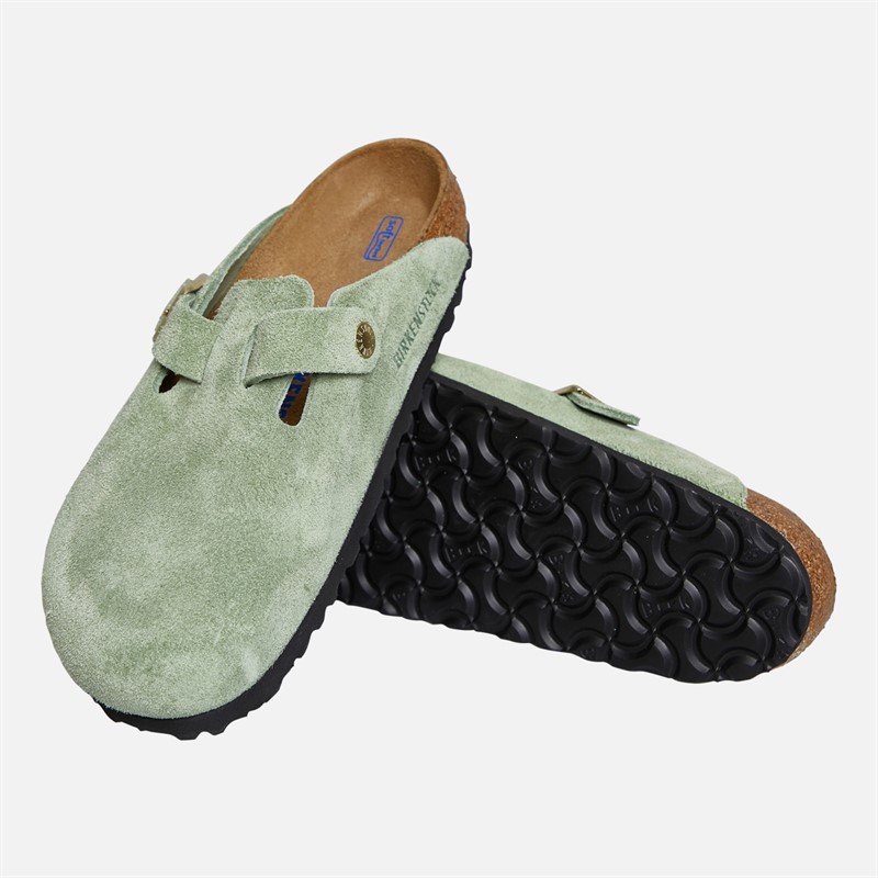 Birkenstock Womens Boston Clogs Green Tea