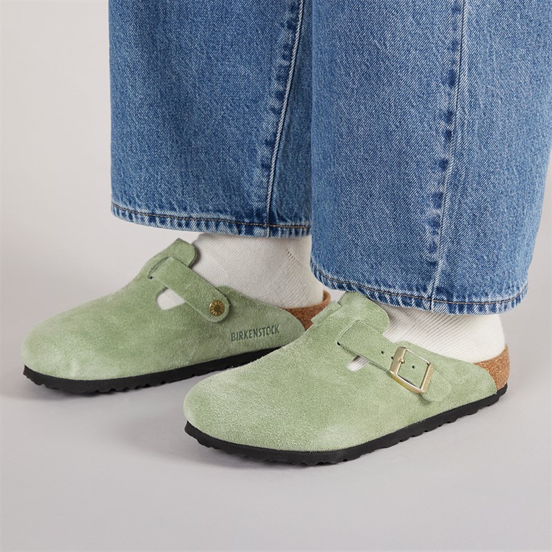 Birkenstock Womens Boston Clogs Green Tea