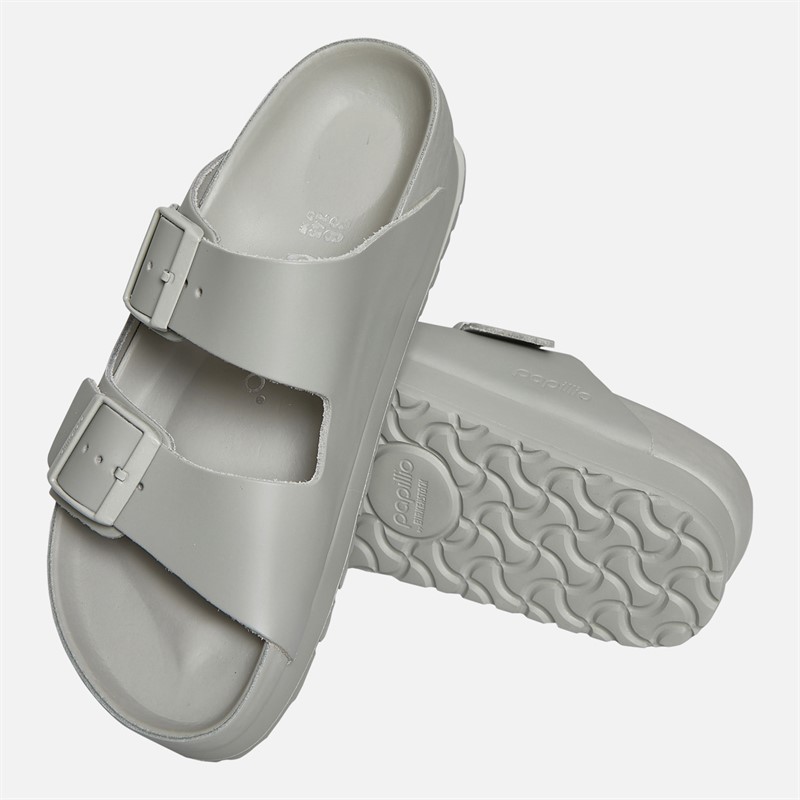 Birkenstock Womens Arizona Flex Platform Dual Strap Sandals Mineral Grey Mineral Gray