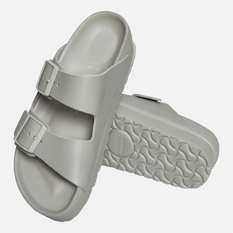 Birkenstock Womens Arizona Flex Platform Dual Strap Sandals Mineral Grey Mineral Gray