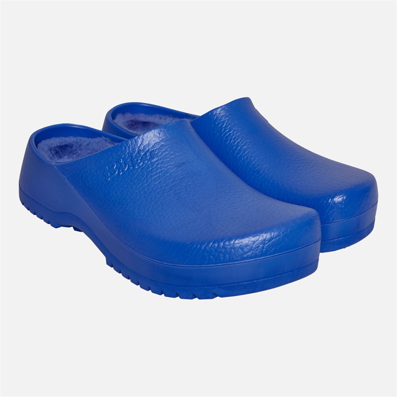 Birkenstock Super Birki PU Fur Lined Clogs Blue