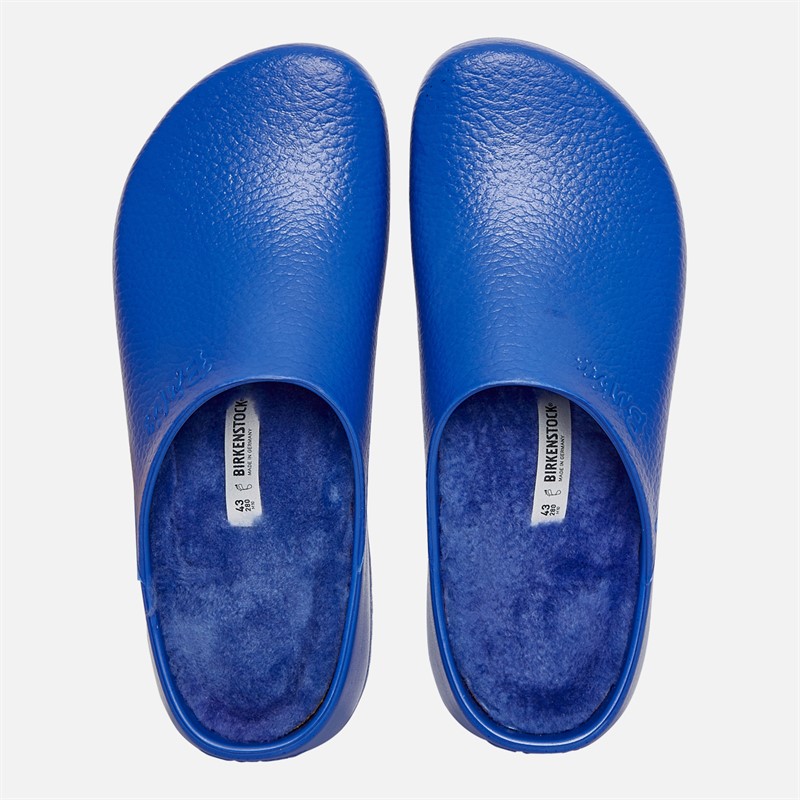 Birkenstock Super Birki PU Fur Lined Clogs Blue