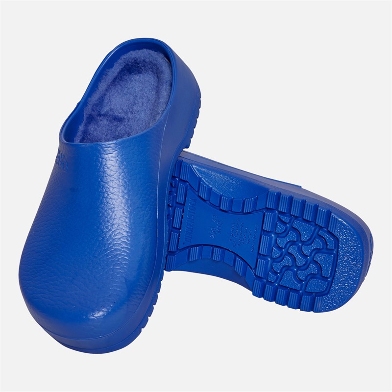 Birkenstock Super Birki PU Fur Lined Clogs Blue
