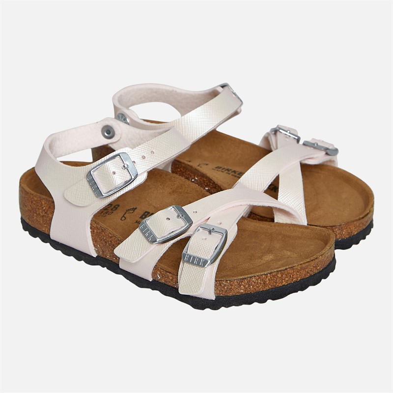 Birkenstock Girls Kumba Ankle Strap Sandals Iridescent Light Rose