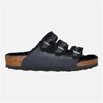 Birkenstock Womens Florida Shearling Lined Triple Strap Sandals Black