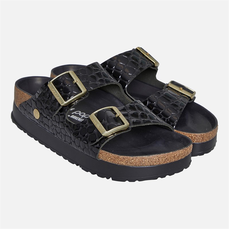 Birkenstock Womens Arizona Platform Dual Strap Sandals Croc Black