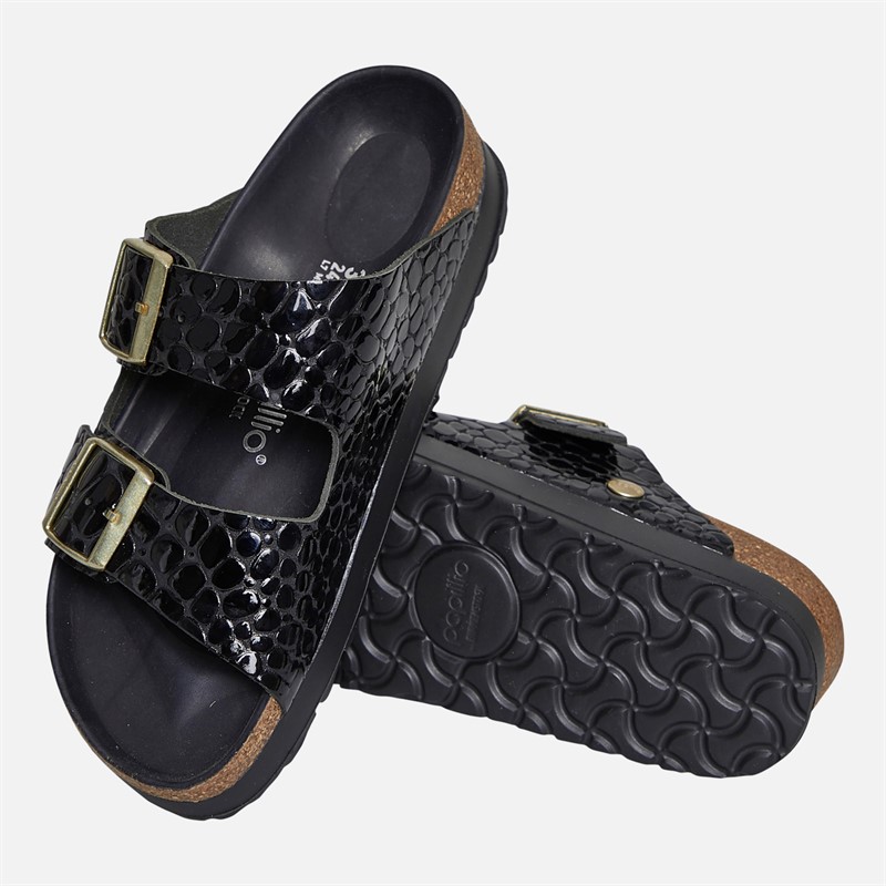 Birkenstock Womens Arizona Platform Dual Strap Sandals Croc Black