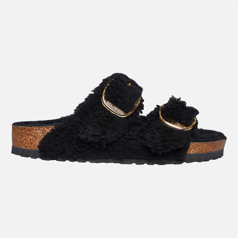 Birkenstock Womens Arizona Teddy Dual Strap Sandals Black Gold