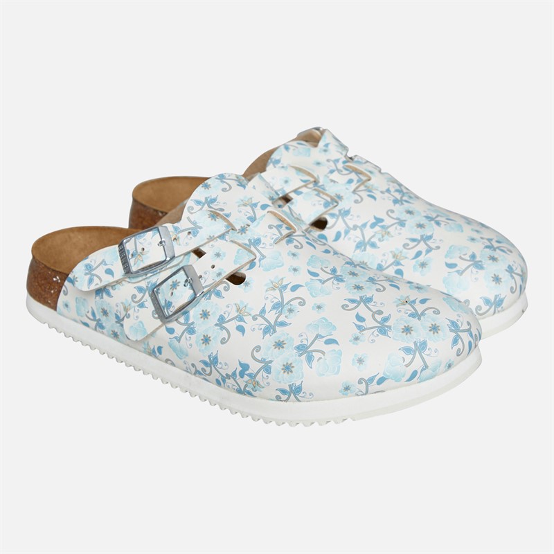 Birkenstock Womens Kay Clogs Blooming Roses Blue