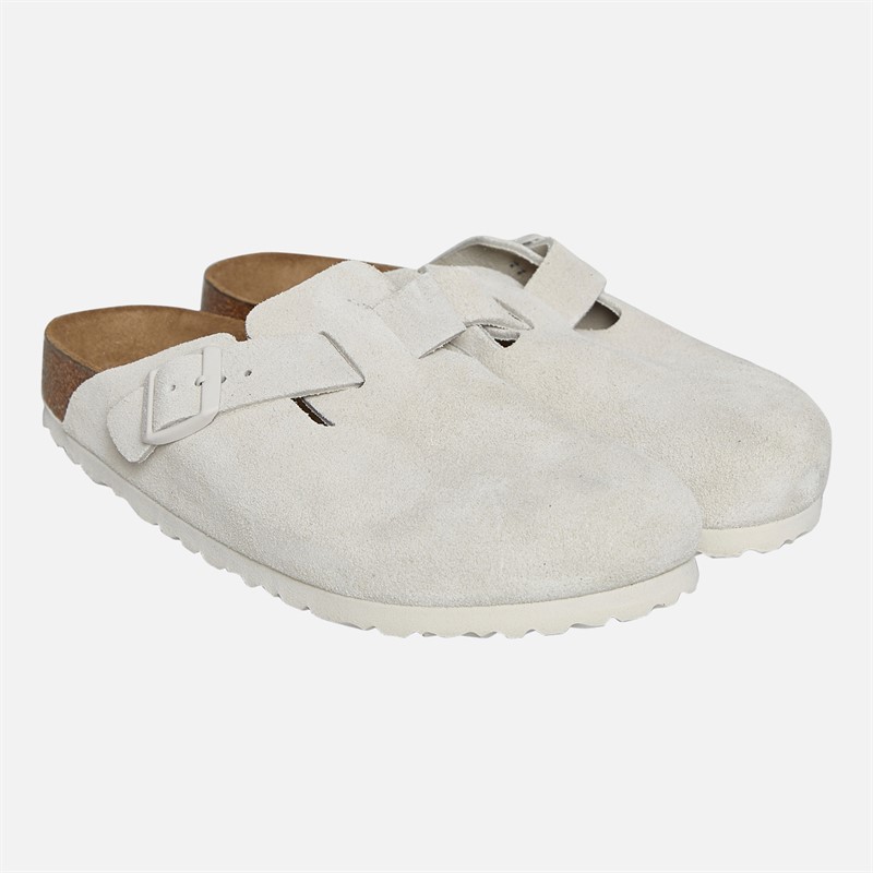 Birkenstock Womens Boston Clogs Antique White